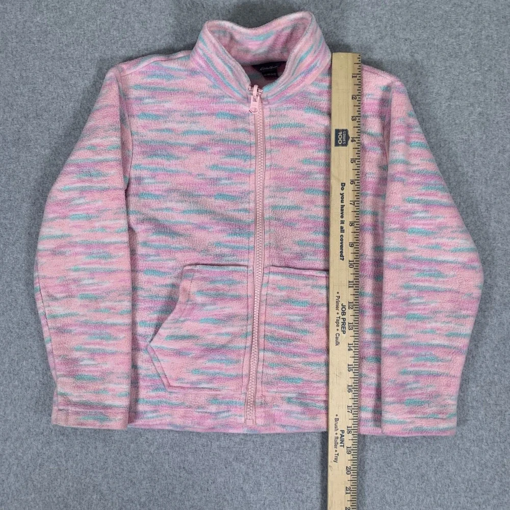 Eddie Bauer Fleece Jacket Kids XS 5/6 Pink Space Dye Full Zip Mock Neck